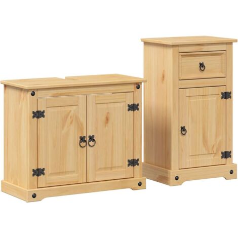 vidaXL Set Mobili da Bagno 2 pz Corona in Legno Massello di Pino (1/5)