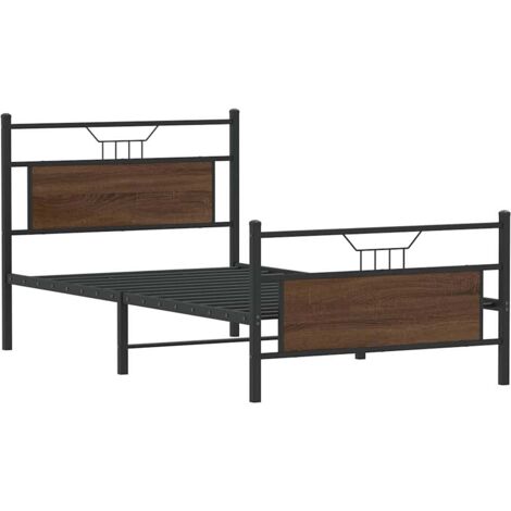 vidaXL Giroletto senza Materasso Rovere Marrone 100x190 cm Truciolato (1/5)