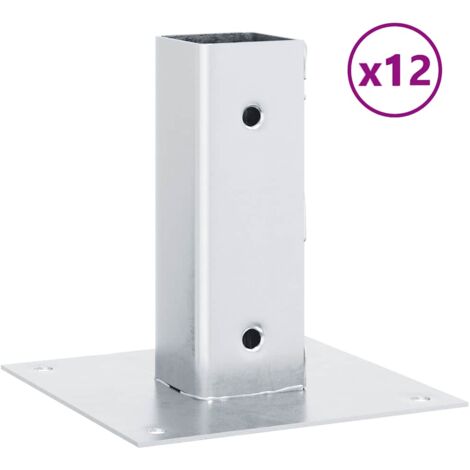 Basi per Pali Quadrate 12 pz Argento 46x46 mm Acciaio Zincato vidaXL (1/5)