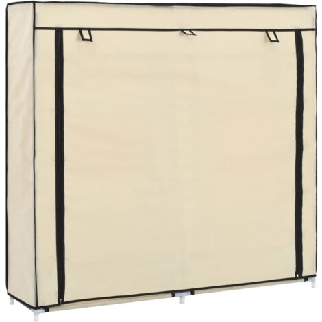 282433 vidaXL Shoe Cabinet with Cover Cream 115x28x110 cm Fabric - crema