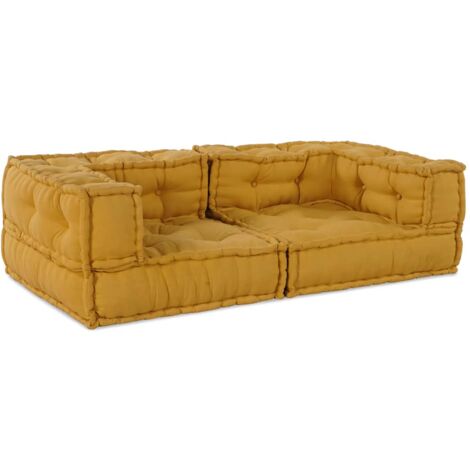 Divano Modulare a 2 Posti Giallo 140x70x36 in Tessuto vidaXL
