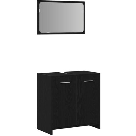 Mobile da Bagno con Specchio Rovere Nero in Legno Multistrato vidaXL (1/5)