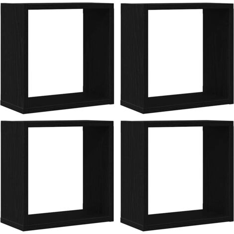 Mensole Parete Cubo 4 pz Rovere Nero 30x15x30 cm Truciolato vidaXL