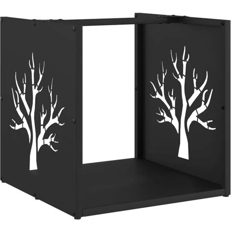 Rastrelliera per Legna da Ardere Nera 40x40x40 cm vidaXL