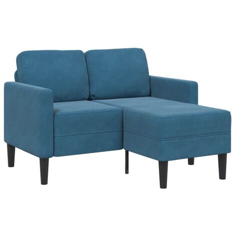 Divano 2 Posti con Chaise longue a L Blu 125 cm in Velluto vidaXL