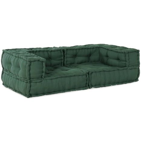 vidaXL Divano Modulare a 2 Posti Verde 140x70x36 in Tessuto