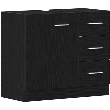 vidaXL Mobile Lavabo Rovere Nero 63x30x54 cm in Legno Multistrato