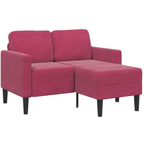 vidaXL Divano 2 Posti con Chaise longue a L Rosso Vino 125 cm Velluto
