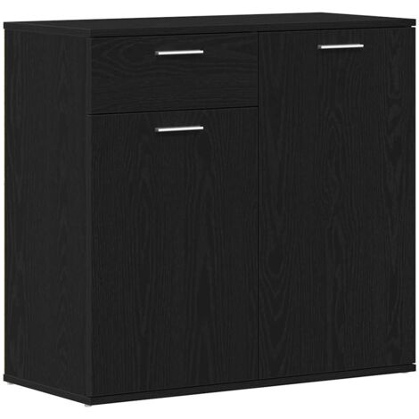 vidaXL Credenza Rovere Nero 80x36x75 cm in Legno Multistrato