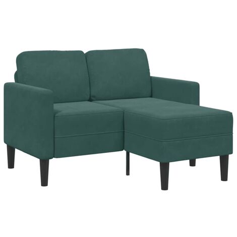 vidaXL Divano 2 Posti con Chaise longue a L Verde Scuro 125 cm Velluto