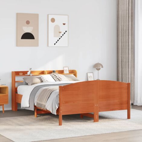 vidaXL Letto senza Materasso Marrone Cera 120x190 cm in Legno di Pino (1/5)
