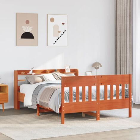 vidaXL Letto senza Materasso Marrone Cera 140x190 cm in Legno di Pino (1/5)