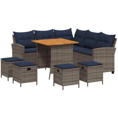 vidaXL Set Divani da Giardino 6 pz con Cuscini a Forma di L Polyrattan