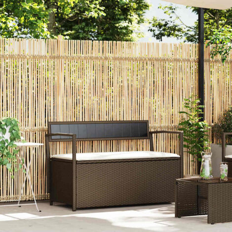 Vidaxl – Panca portaoggetti da giardino in rattan PE con cuscino sfoderabile – Spazio di stoccaggio resistente all'acqua – Dimensioni 111,5 x 54 x 74 cm (1/6)