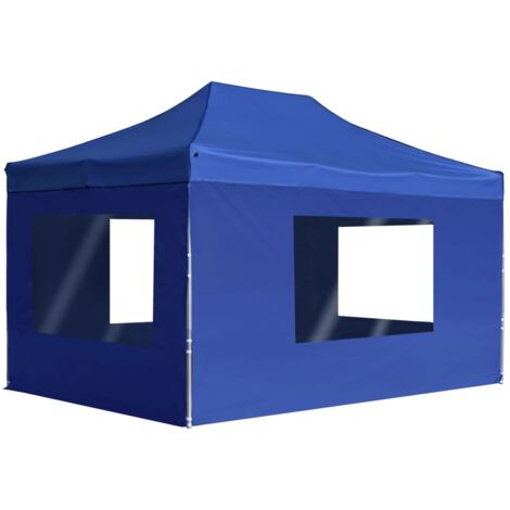 Gazebo Professionale Pieghevole Pareti Alluminio 4,5x3m Blu vidaXL (1/6)