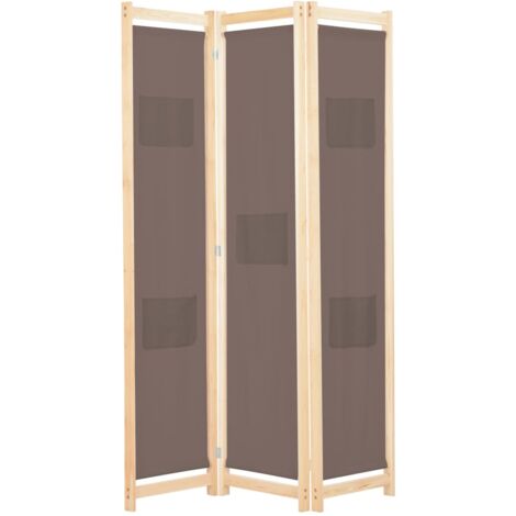 Divisorio a 3 Pannelli Marrone 120x170x4 cm in Tessuto vidaXL