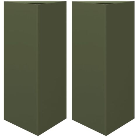 vidaXL Fioriere 2 pz Verde Oliva Triangolari 40x34,5x75 cm in Acciaio
