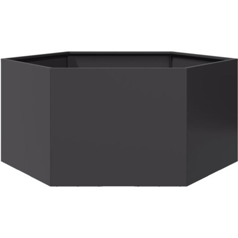 Fioriera da Giardino Nera Esagono 104x90x45 cm in Acciaio vidaXL