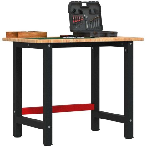 vidaXL Banco Lavoro Marrone Chiaro 100x60x81,5cm Legno Massello Rovere (1/6)