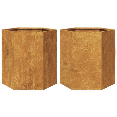 vidaXL Fioriere da Giardino 2 pz Esagono 46x40x45 cm in acciaio corten