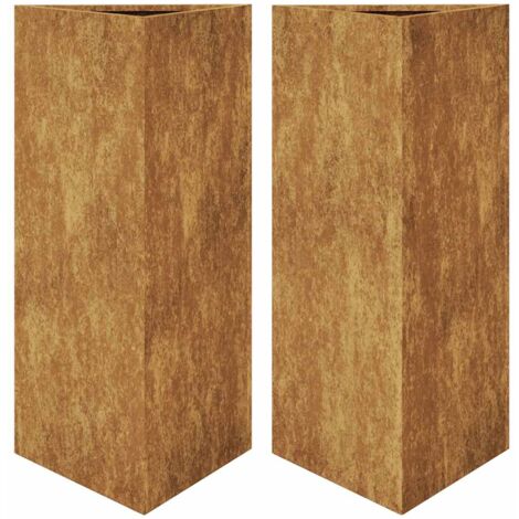 vidaXL Fioriere da Giardino 2 pz Triangolari 40x34,5x75cm Acciaio Corten