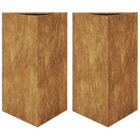 vidaXL Fioriere da Giardino 2 pz Triangolari 50x43x75cm Acciaio Corten