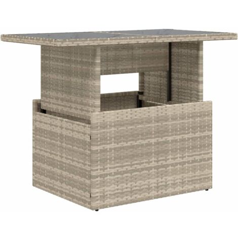 vidaXL Tavolo Giardino Piano Vetro Grigio Chiaro 100x55x73 Polyrattan