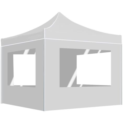 Gazebo Pieghevole con Pareti in Alluminio 3x3 m Bianco vidaXL
