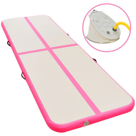 Tappetino Ginnastica Gonfiabile con Pompa 300x100x10cm PVC Rosa vidaXL