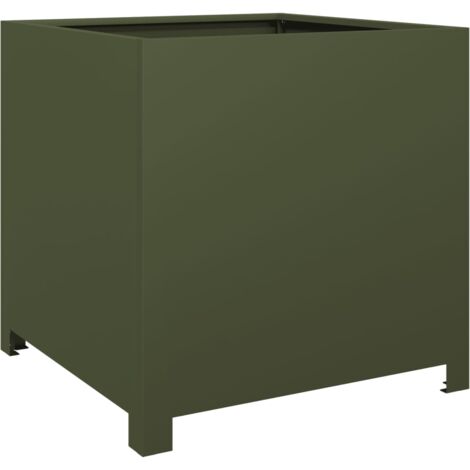 vidaXL Fioriera da Giardino Verde Oliva 50x50x50 cm in Acciaio