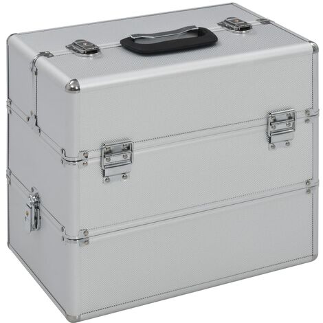 vidaXL Valigia per Cosmetici 37x24x35 cm Argento in Alluminio