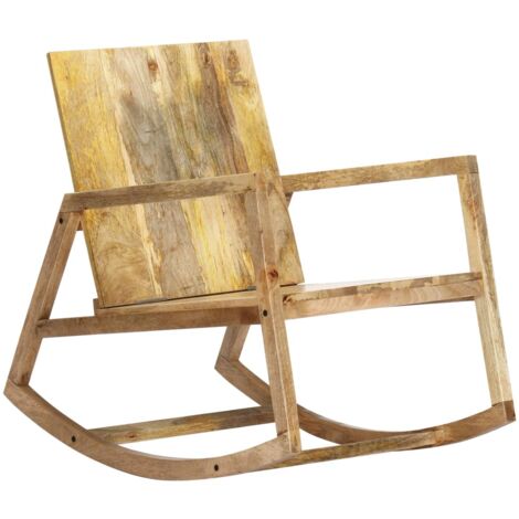 Sedia a Dondolo Marrone in Vera Pelle e Legno Massello di Mango vidaXL