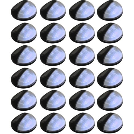 Lampade Solari da Parete da Esterni a LED 24 pz Rotonde Nere