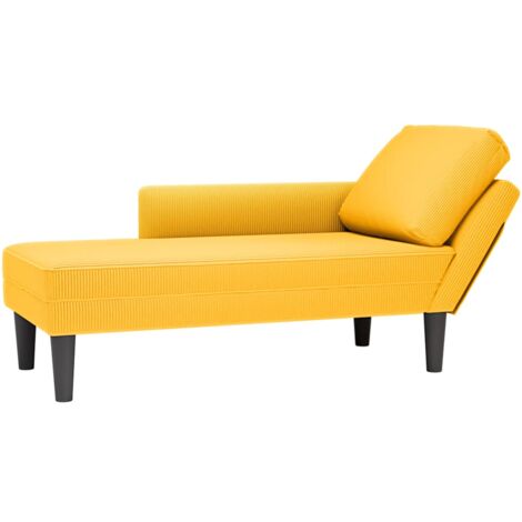 vidaXL Sdraio con Cuscino Destro in Velluto a Coste Giallo Chiaro