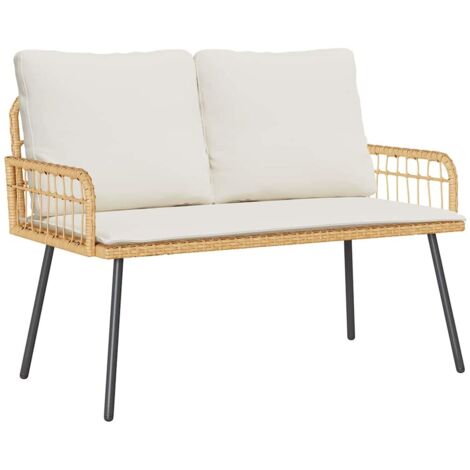vidaXL Panchina da giardino con cuscino Natura 114 x 64 x 90cm Acciaio (1/5)