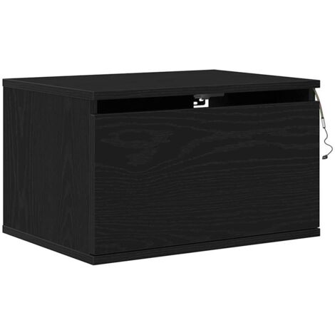 vidaXL Mobiletto da comodino a parete con Rovere Nero 50 x 36 x 30 cm