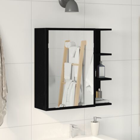 Mobiletto per specchio da bagno Rovere Nero 62,5 x 20,5 x 64 cm vidaXL