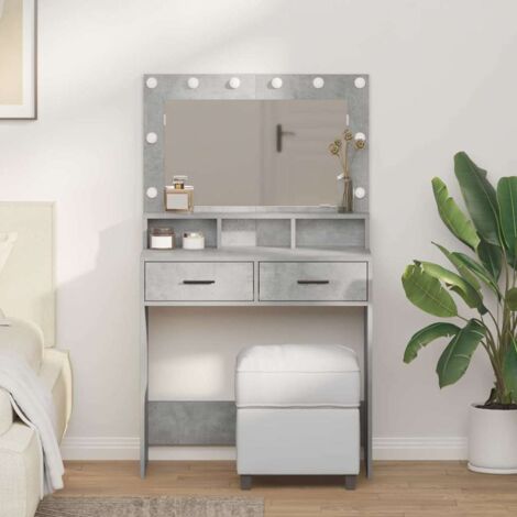 TUKAILAi Toeletta Trucco con Sgabello, Tavolo da Trucco con Specchio Tre Lati, Postazione Make-up Bianco Moderno con 1 Grand Cassettis e 2 Mensoles Camera da Letto