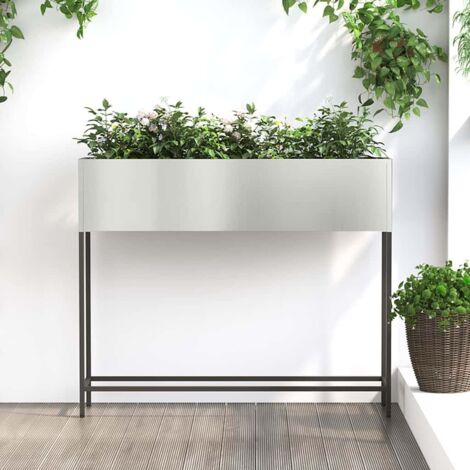 vidaXL Vaso da Giardino Rialzato Argento 100 x 26 x 82 cm