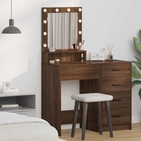 Tavolo da Trucco con specchio Rovere Marrone 50 x 41 x 135 cm vidaXL