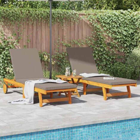 vidaXL Lettino da sole con cuscino 3 pcs Marrone 40 x 40 x 40cm (1/5)