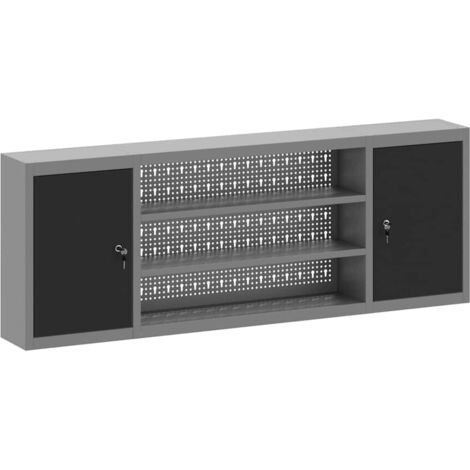 Mobile per Attrezzi con blocco Nero e grigio 150 x 20 x 55 cm vidaXL