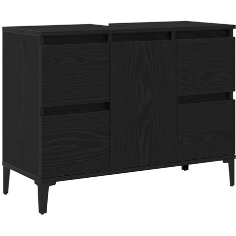 vidaXL Armadio per Lavabo da Bagno Rovere Nero 80 x 33 x 60 cm