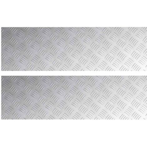 vidaXL Dischi Quadrati 2 pcs Argento 100 x 30 cm Alluminio