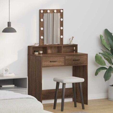 vidaXL Tavolo da Trucco Marrone 79 x 41 x 140 cm Legno multistrato