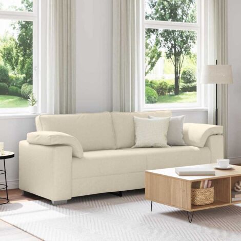 Divano 3-Persone Beige 220 cm Tessuto misto lino vidaXL (1/5)
