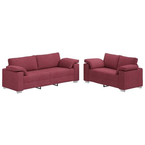 Divano 2 pcs Rosso Vino 219 x 80 x 82 cm Tessuto vidaXL