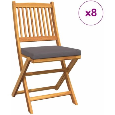 Sedia pieghevole con cuscino 8 pcs Grigio 49 x 57.5 x 92cm vidaXL