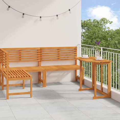 Set Panchina da Giardino 3 pcs Marrone Legno di Acacia Massello vidaXL (1/5)