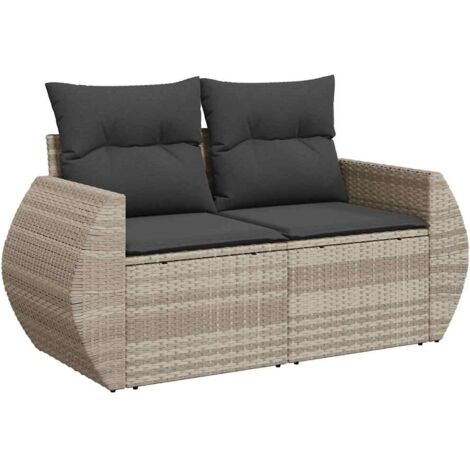 vidaXL Divano da Giardino con Cuscini 2 Posti Grigio Chiaro Polyrattan